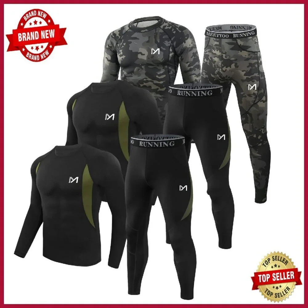 Men's Fleece Lined Thermal Underwear Set Base Layer Cold Weather Gear